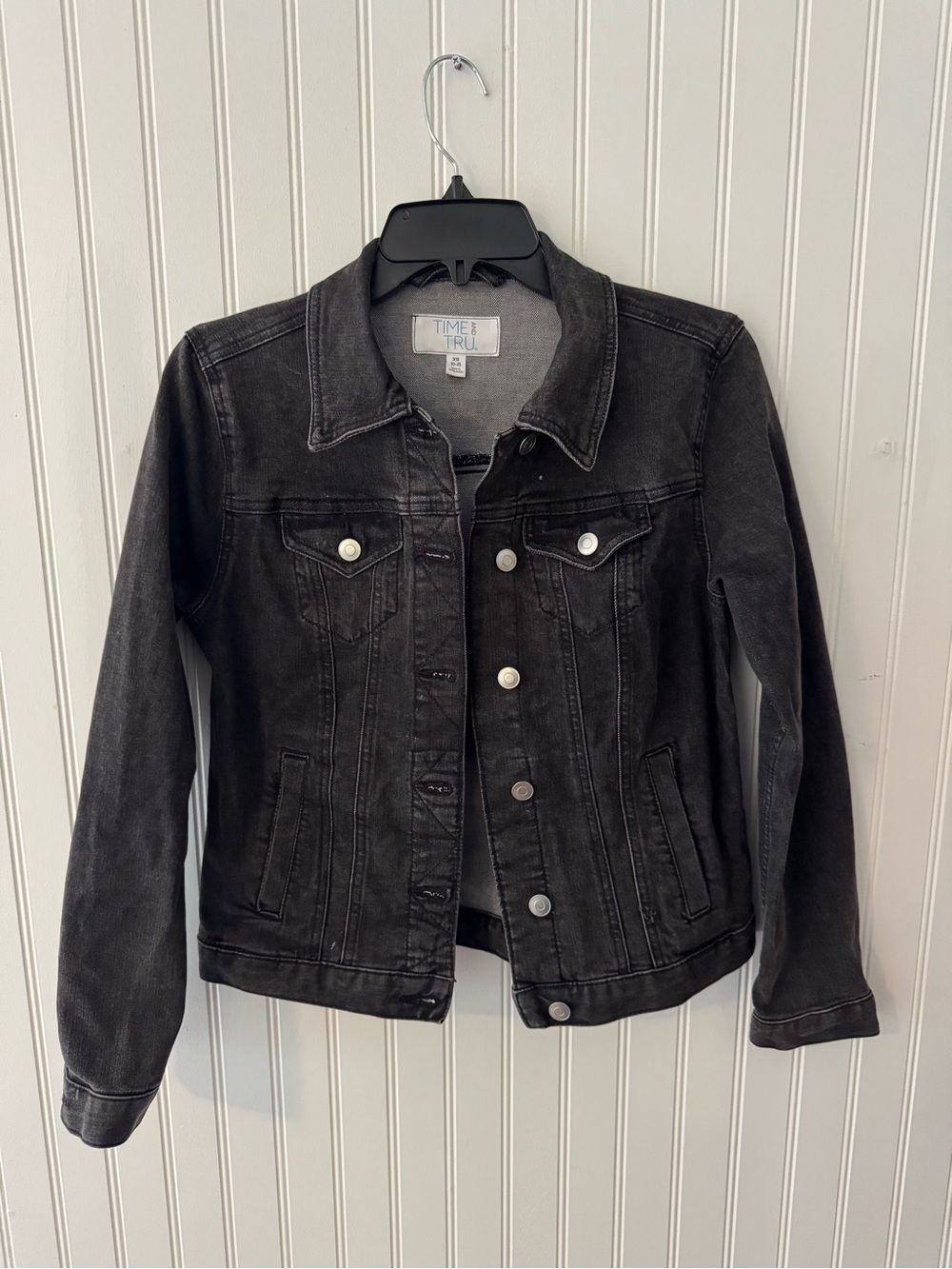 Time and Tru Black Washed Denim Jacket for Kids